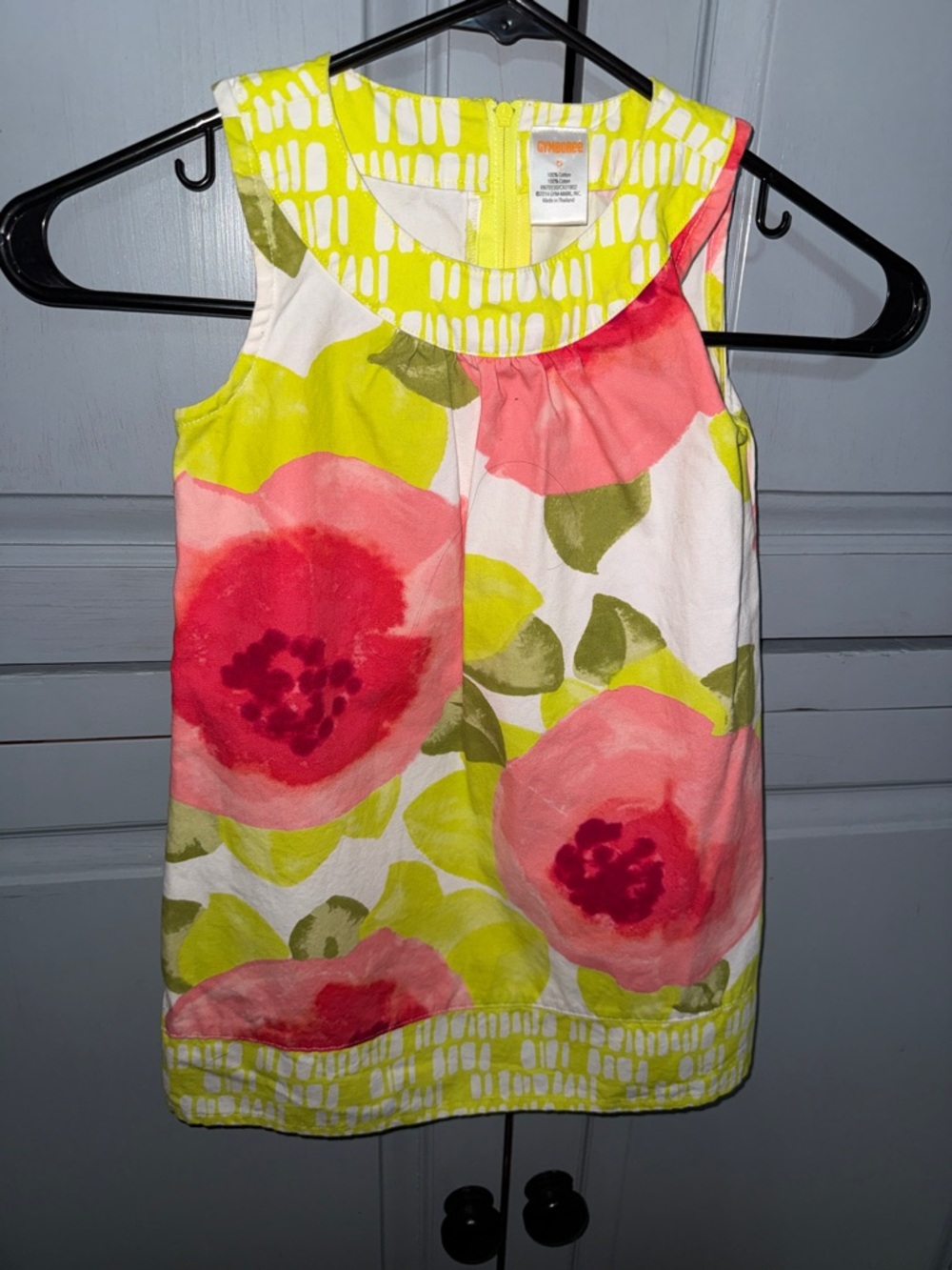 Gymboree Coral Pink & Lime Floral  Dress